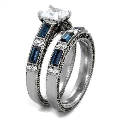 TK1829 - High polished (no plating) Stainless Steel Ring with AAA Grade CZ in Clear - Alamode - Flyclothing LLC