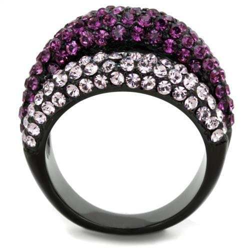 TK1831 - IP Black(Ion Plating) Stainless Steel Ring with Top Grade Crystal in Multi Color - Alamode - Flyclothing LLC