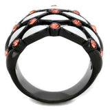 TK1832 - IP Black(Ion Plating) Stainless Steel Ring with Top Grade Crystal in Garnet - Alamode - Flyclothing LLC