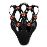 TK1832 - IP Black(Ion Plating) Stainless Steel Ring with Top Grade Crystal in Garnet - Alamode - Flyclothing LLC