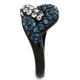 TK1833 - IP Black(Ion Plating) Stainless Steel Ring with Top Grade Crystal in Montana - Alamode - Flyclothing LLC