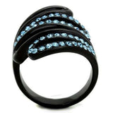 TK1835 - IP Black(Ion Plating) Stainless Steel Ring with Top Grade Crystal in Sea Blue - Alamode - Flyclothing LLC