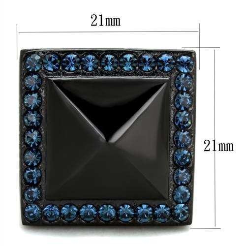 TK1841 - IP Black(Ion Plating) Stainless Steel Ring with Top Grade Crystal in Montana - Alamode - Flyclothing LLC