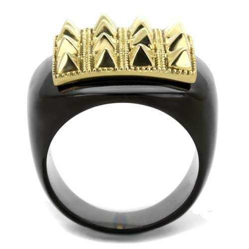 TK1842 - IP Gold+ IP Black (Ion Plating) Stainless Steel Ring with No Stone - Alamode - Flyclothing LLC