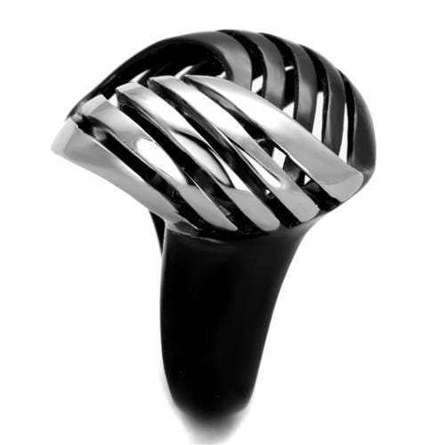 TK1843 - Two-Tone IP Black (Ion Plating) Stainless Steel Ring with No Stone - Alamode - Flyclothing LLC