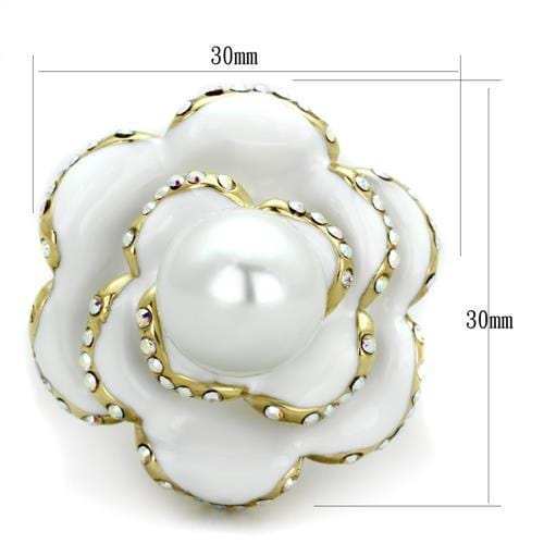 TK1847 - IP Gold(Ion Plating) Stainless Steel Ring with Synthetic Pearl in White - Alamode - Flyclothing LLC