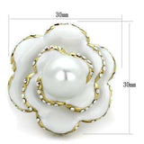 TK1847 - IP Gold(Ion Plating) Stainless Steel Ring with Synthetic Pearl in White - Alamode - Flyclothing LLC