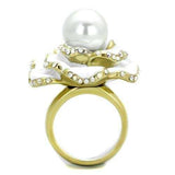 TK1847 - IP Gold(Ion Plating) Stainless Steel Ring with Synthetic Pearl in White - Alamode - Flyclothing LLC