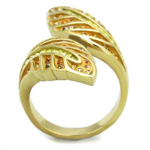 TK1849 - IP Gold(Ion Plating) Stainless Steel Ring with Top Grade Crystal in Multi Color - Alamode - Flyclothing LLC