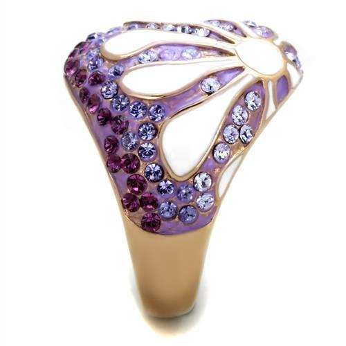 TK1850 - IP Rose Gold(Ion Plating) Stainless Steel Ring with Top Grade Crystal in Multi Color - Alamode - Flyclothing LLC