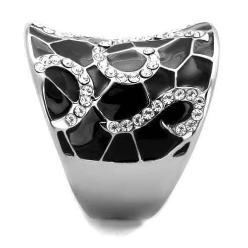 TK1853 - High polished (no plating) Stainless Steel Ring with Top Grade Crystal in Clear - Alamode - Flyclothing LLC
