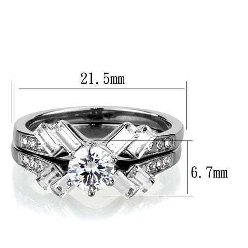 TK1856 - High polished (no plating) Stainless Steel Ring with AAA Grade CZ in Clear - Alamode - Flyclothing LLC