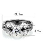 TK1856 - High polished (no plating) Stainless Steel Ring with AAA Grade CZ in Clear - Alamode - Flyclothing LLC