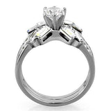 TK1856 - High polished (no plating) Stainless Steel Ring with AAA Grade CZ in Clear - Alamode - Flyclothing LLC