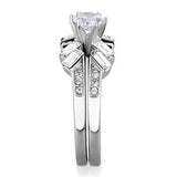 TK1856 - High polished (no plating) Stainless Steel Ring with AAA Grade CZ in Clear - Alamode - Flyclothing LLC