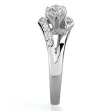 TK1857 - High polished (no plating) Stainless Steel Ring with AAA Grade CZ in Clear - Alamode - Flyclothing LLC