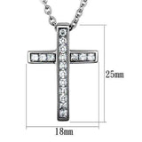 TK1858 - High polished (no plating) Stainless Steel Chain Pendant with AAA Grade CZ in Clear - Alamode - Flyclothing LLC