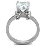 TK1859 - No Plating Stainless Steel Ring with AAA Grade CZ in Clear - Alamode - Flyclothing LLC