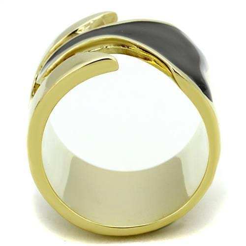 TK1860 - IP Gold(Ion Plating) Stainless Steel Ring with Epoxy in Jet - Alamode - Flyclothing LLC