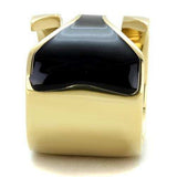 TK1860 - IP Gold(Ion Plating) Stainless Steel Ring with Epoxy in Jet - Alamode - Flyclothing LLC