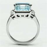 TK1862 - High polished (no plating) Stainless Steel Ring with Top Grade Crystal in Sea Blue - Alamode - Flyclothing LLC