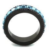 TK1867 - IP Black(Ion Plating) Stainless Steel Ring with Top Grade Crystal in Sea Blue - Alamode - Flyclothing LLC