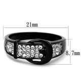 TK1868 - Two-Tone IP Black (Ion Plating) Stainless Steel Ring with Top Grade Crystal in Clear - Alamode - Flyclothing LLC
