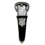 TK1868 - Two-Tone IP Black (Ion Plating) Stainless Steel Ring with Top Grade Crystal in Clear - Alamode - Flyclothing LLC