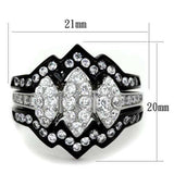 TK1869 - Two-Tone IP Black (Ion Plating) Stainless Steel Ring with AAA Grade CZ in Clear - Alamode - Flyclothing LLC