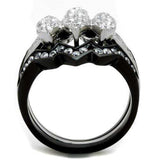 TK1869 - Two-Tone IP Black (Ion Plating) Stainless Steel Ring with AAA Grade CZ in Clear - Alamode - Flyclothing LLC