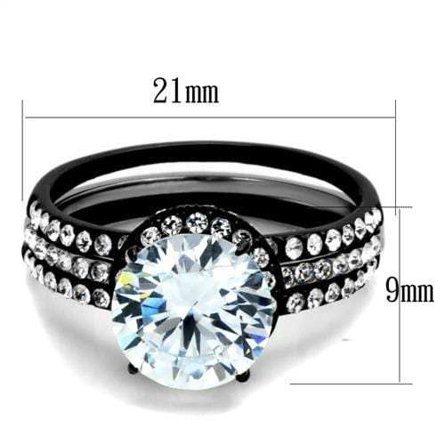 TK1870 - Two-Tone IP Black (Ion Plating) Stainless Steel Ring with AAA Grade CZ in Clear - Alamode - Flyclothing LLC