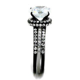 TK1870 - Two-Tone IP Black (Ion Plating) Stainless Steel Ring with AAA Grade CZ in Clear - Alamode - Flyclothing LLC