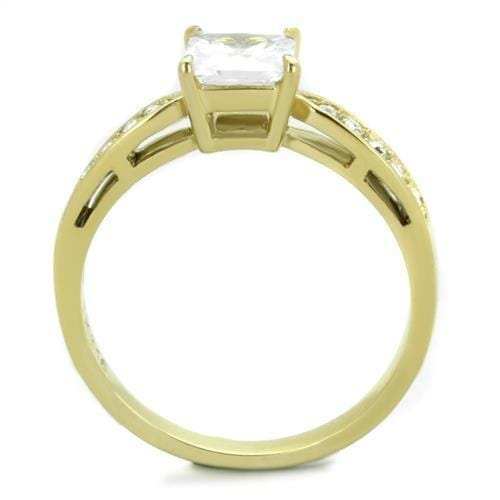 TK1873 - IP Gold(Ion Plating) Stainless Steel Ring with AAA Grade CZ in Clear - Alamode - Flyclothing LLC