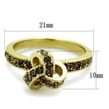 TK1874 - IP Gold(Ion Plating) Stainless Steel Ring with Top Grade Crystal in Smoked Quartz - Alamode - Flyclothing LLC