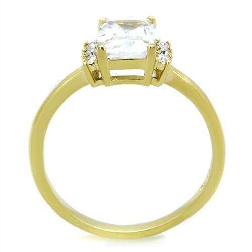 TK1876 - IP Gold(Ion Plating) Stainless Steel Ring with AAA Grade CZ in Clear - Alamode - Flyclothing LLC