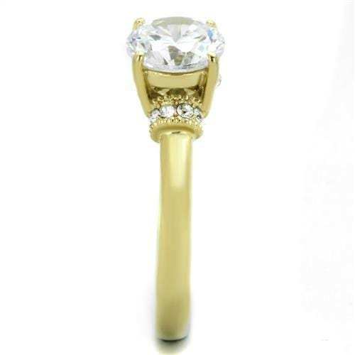 TK1877 - IP Gold(Ion Plating) Stainless Steel Ring with AAA Grade CZ in Clear - Alamode - Flyclothing LLC