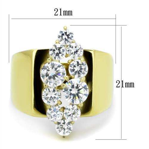 TK1879 - IP Gold(Ion Plating) Stainless Steel Ring with AAA Grade CZ in Clear - Alamode - Flyclothing LLC