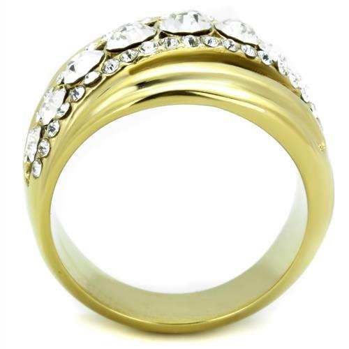 TK1880 - IP Gold(Ion Plating) Stainless Steel Ring with Top Grade Crystal in Clear - Alamode - Flyclothing LLC