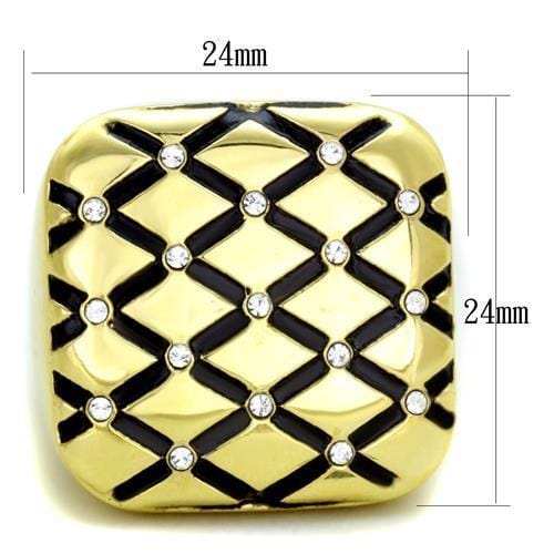 TK1886 - IP Gold(Ion Plating) Stainless Steel Ring with Top Grade Crystal in Clear - Alamode - Flyclothing LLC