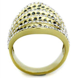 TK1887 - IP Gold(Ion Plating) Stainless Steel Ring with Top Grade Crystal in Clear - Alamode - Flyclothing LLC