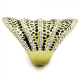 TK1887 - IP Gold(Ion Plating) Stainless Steel Ring with Top Grade Crystal in Clear - Alamode - Flyclothing LLC