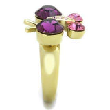 TK1889 - IP Gold(Ion Plating) Stainless Steel Ring with Top Grade Crystal in Amethyst - Alamode - Flyclothing LLC