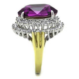TK1892 - Two-Tone IP Gold (Ion Plating) Stainless Steel Ring with Top Grade Crystal in Amethyst - Alamode - Flyclothing LLC