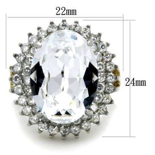 TK1894 - Two-Tone IP Gold (Ion Plating) Stainless Steel Ring with Top Grade Crystal in Clear - Alamode - Flyclothing LLC
