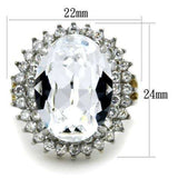 TK1894 - Two-Tone IP Gold (Ion Plating) Stainless Steel Ring with Top Grade Crystal in Clear - Alamode - Flyclothing LLC