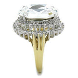 TK1894 - Two-Tone IP Gold (Ion Plating) Stainless Steel Ring with Top Grade Crystal in Clear - Alamode - Flyclothing LLC