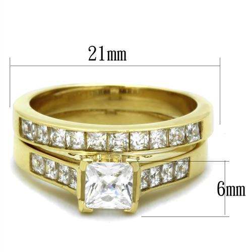 TK1895 - IP Gold(Ion Plating) Stainless Steel Ring with AAA Grade CZ in Clear - Alamode - Flyclothing LLC