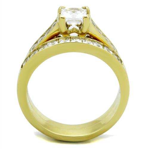 TK1895 - IP Gold(Ion Plating) Stainless Steel Ring with AAA Grade CZ in Clear - Alamode - Flyclothing LLC