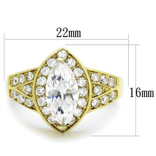 TK1896 - IP Gold(Ion Plating) Stainless Steel Ring with AAA Grade CZ in Clear - Alamode - Flyclothing LLC