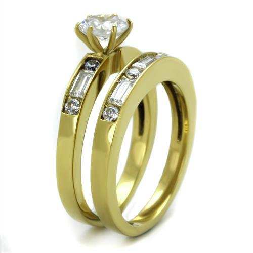 TK1897 - IP Gold(Ion Plating) Stainless Steel Ring with AAA Grade CZ in Clear - Alamode - Flyclothing LLC